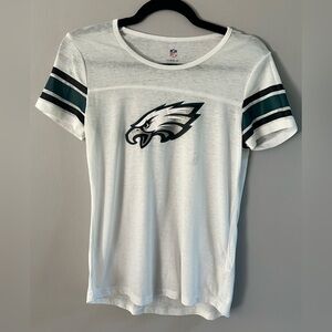 NEW-NFL Eagles White Tee with Black and Green Stripes